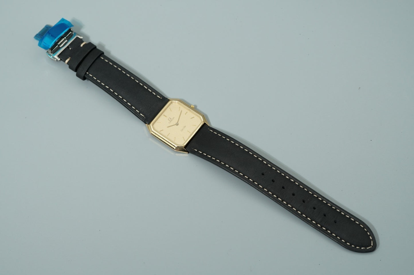 *NEAR MINT* Vintage 1986 OMEGA De Ville Cal.1377 Qz Gold Square 28mm Mens Watch