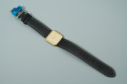 *NEAR MINT* Vintage 1986 OMEGA De Ville Cal.1377 Qz Gold Square 28mm Mens Watch