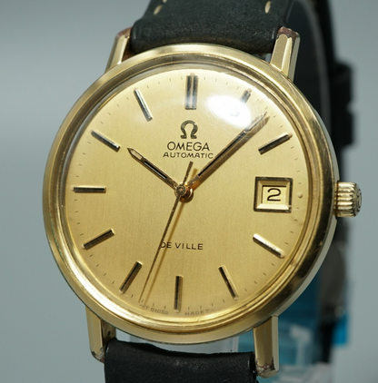 *N MINT* Vintage 1974 OMEGA De Ville Cal.1012 Automatic Gold 35mm Mens Watch