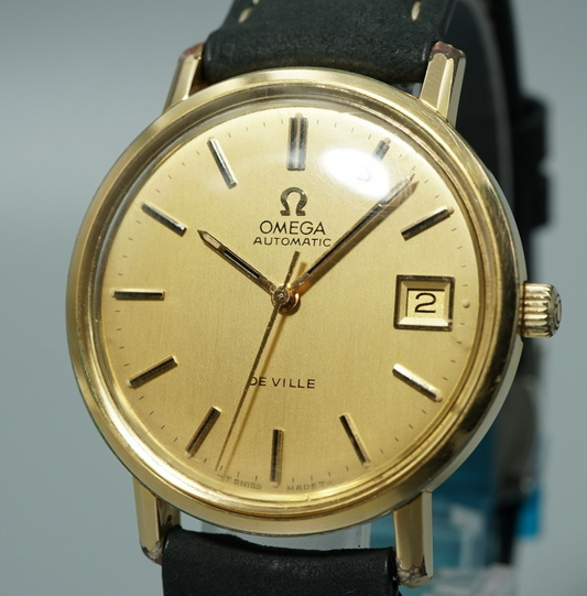 *N MINT* Vintage 1974 OMEGA De Ville Cal.1012 Automatic Gold 35mm Mens Watch