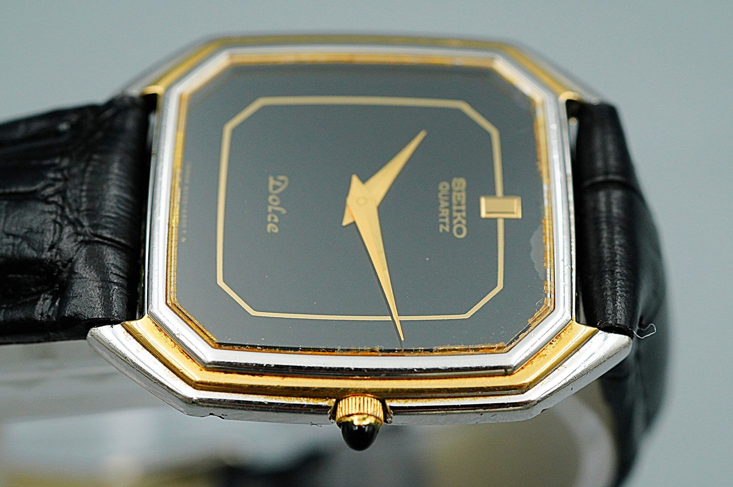 *Exc+4* Vintage 1972 SEIKO DOLCE 6020-5930 Quartz Black Square 29mm Mens Watch