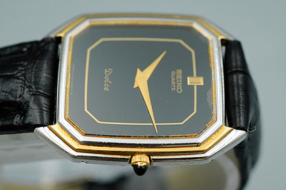 *Exc+4* Vintage 1972 SEIKO DOLCE 6020-5930 Quartz Black Square 29mm Mens Watch