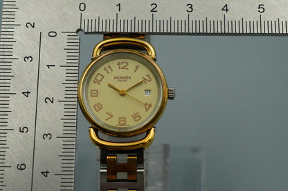 *NEAR MINT* Vintage 1990s HERMES Pullman Qz White Round 24mm Women Watch