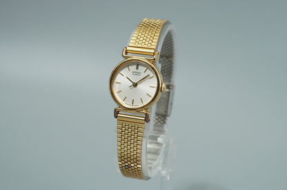 *Exc+5* Vintage 1985 SEIKO Bracelet 2C21-0100 Qz White Round 21mm Women Watch