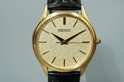 *Exc+5* SEIKO Dolce 8J41-0AJ0 Quartz Gold Dial Round 33mm Women Watch