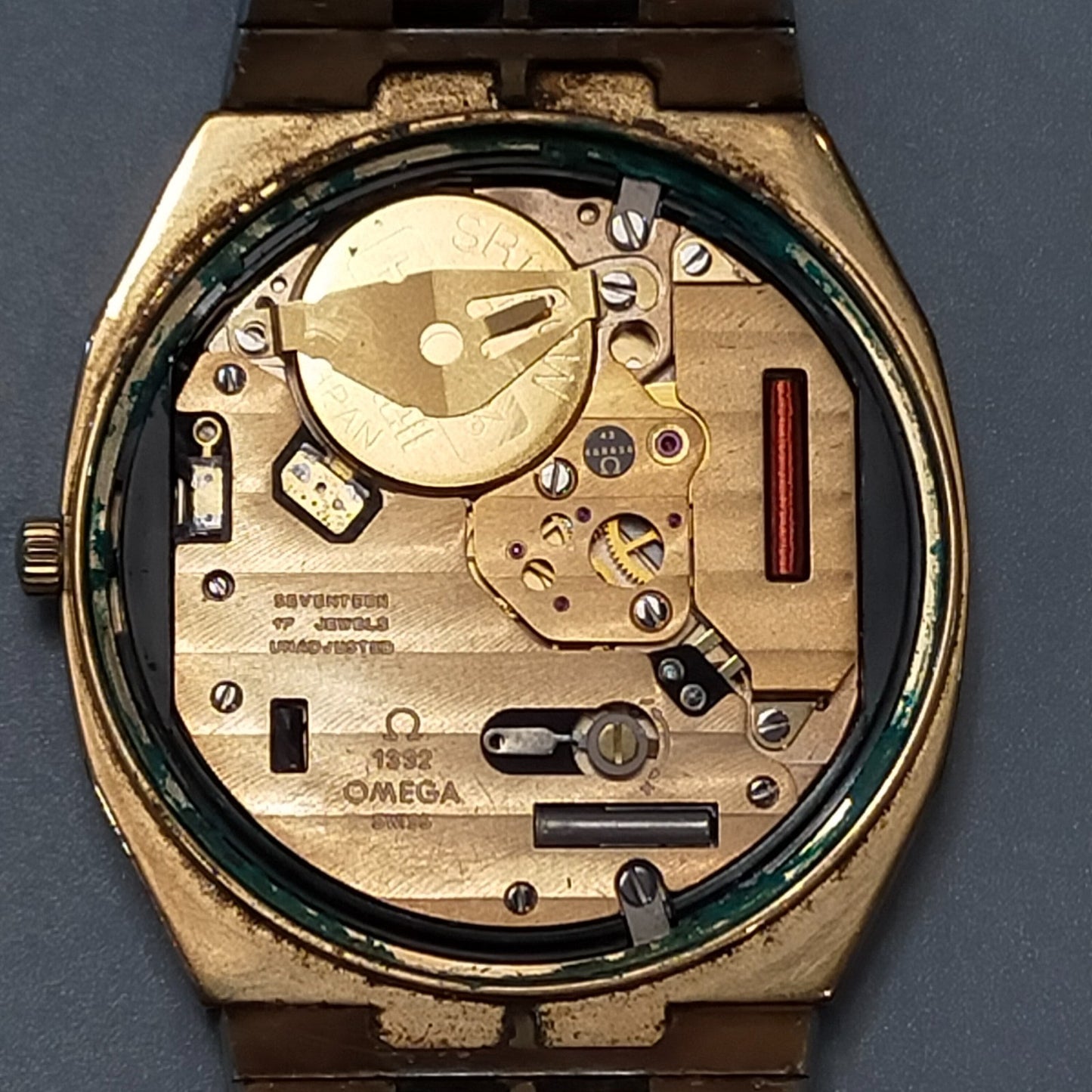 *Exc+4* Vintage 1977 OMEGA De Ville Cal.1332 Qz Gold Octagon 34mm Mens Watch