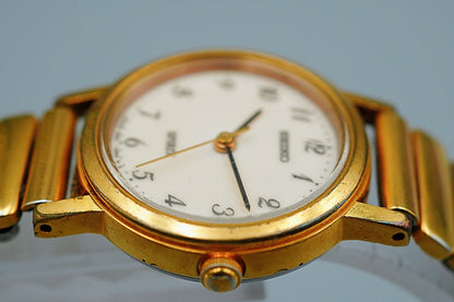 *Exc+5* Vintage 1999 SEIKO SPIRIT 4N21-0640 Quartz White Round 22mm Women Watch