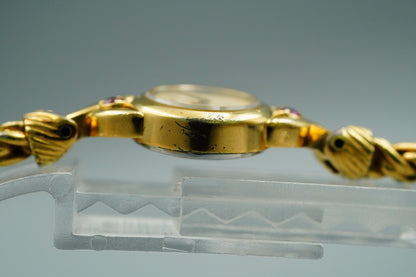 *NEAR MINT* Vintage SEIKO 1E20-0430 Quartz Gold Dial Round 15 mm Women Watch