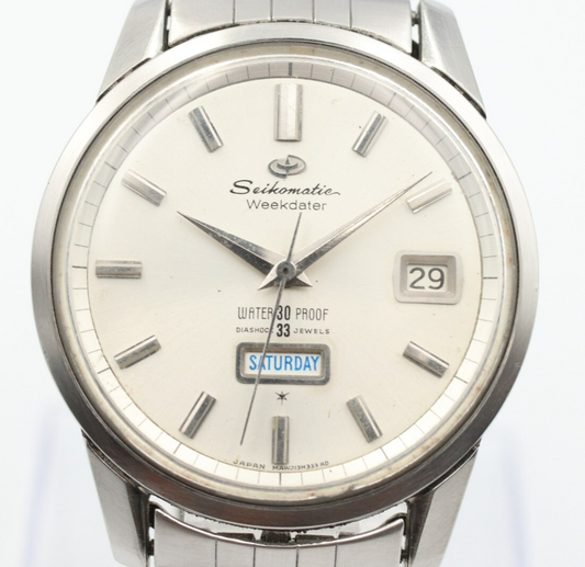 *NEAR MINT* Vintage SEIKO matic Weekdater J13080 Automatic White Dial Mens Watch
