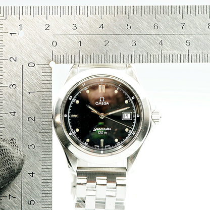 *NEAR MINT* Vintage 1995 OMEGA Seamaster Cal.1438 Qz Black Round 36mm Mens Watch
