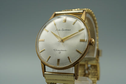 Vintage 1970 SEIKO SPORTSMAN  J15005E Hand Wind Silver Round 35mm Mens Watch