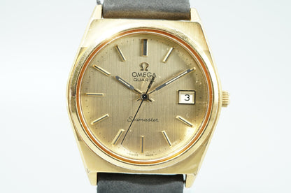 *Exc+5* Vintage 1979 OMEGA Seamaster Ref.1342 Qz Gold Dial Round 35mm Mens Watch