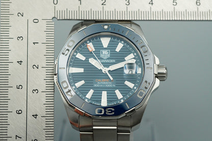 *NEAR MINT*  TAG HEUER Aquaracer WAY2110 Automatic Blue Round 41mm Mens Watch