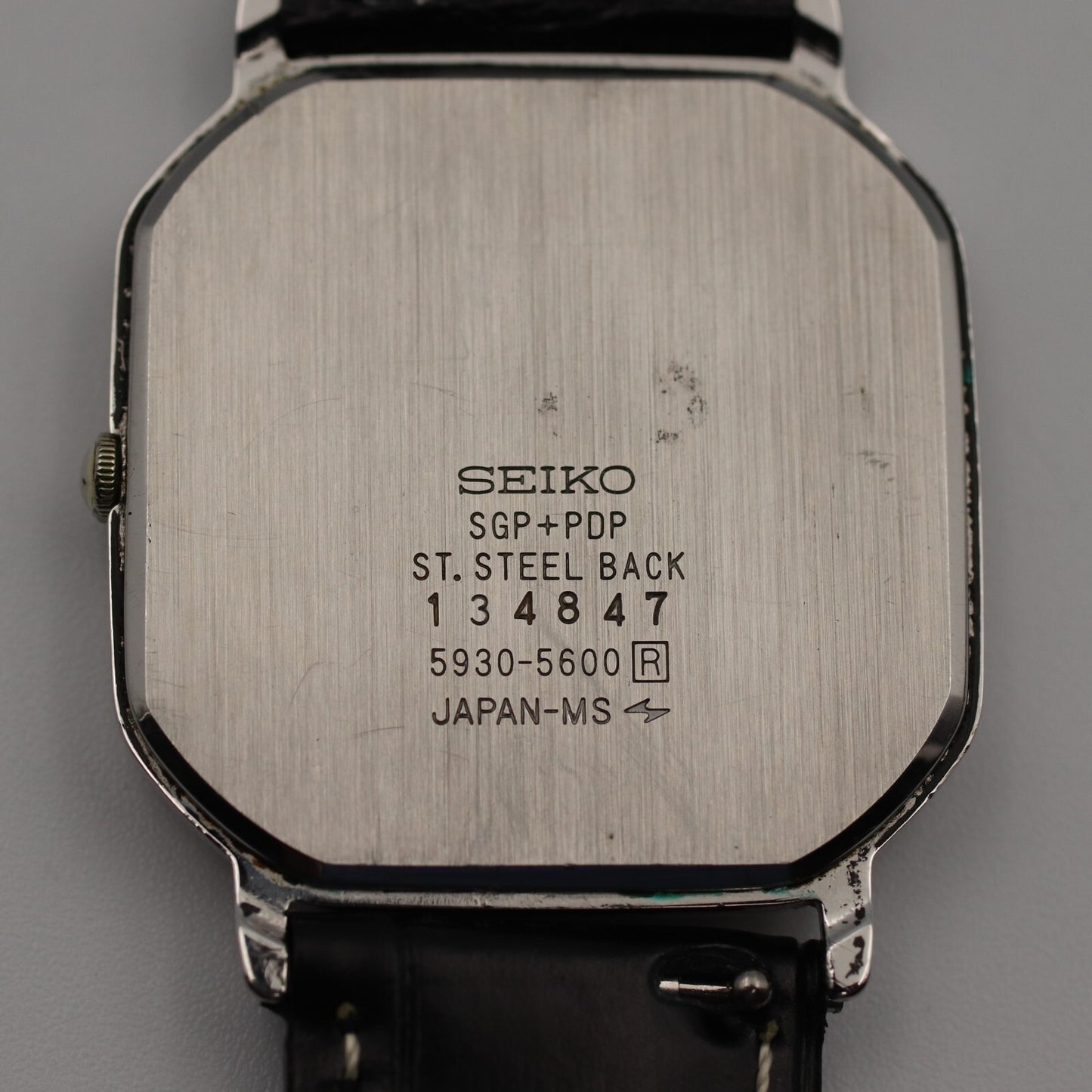 *Exc+4* Vintage 1990s SEIKO Chariot 5930-5600 Qz Navy Square 30mm Mens Watch