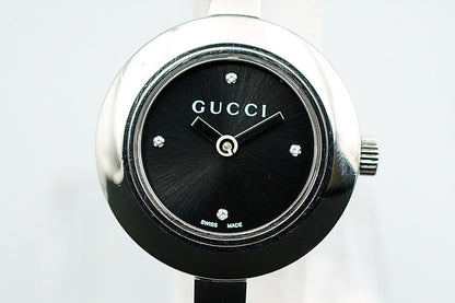 *NEAR MINT* Gucci Quartz Black Dial Round 26 mm Women,Ladies Watch