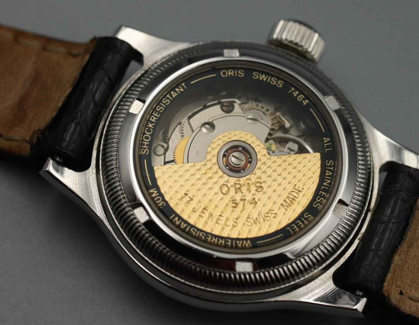 *NEAR MINT* Vintage ORIS Pointer Date Big Crown 7464 Automatic Black Women Watch