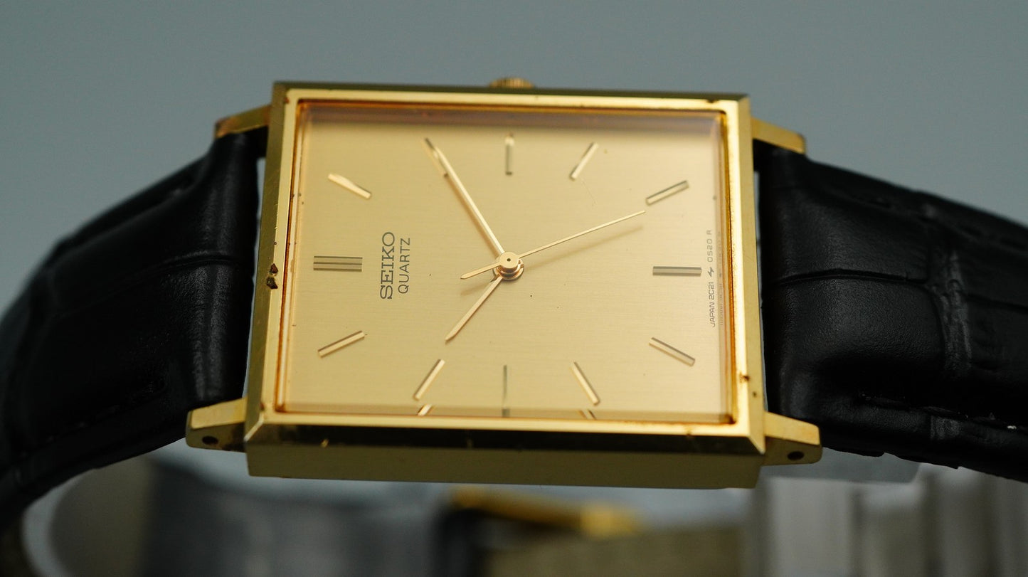 *Exc+5* Vintage 1995 SEIKO Chariot  2C21-5180 Qz Gold Rectangle 24mm Women Watch