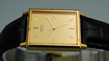 *Exc+5* Vintage 1995 SEIKO Chariot  2C21-5180 Qz Gold Rectangle 24mm Women Watch