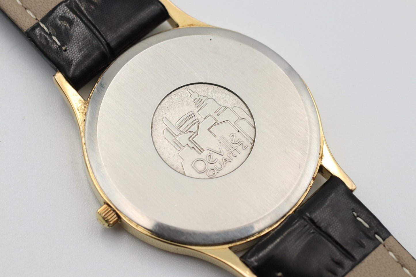 *Exc+5* Vintage OMEGA De Ville Cal.1434 Quartz Gold Dial Round 32mm Mens Watch