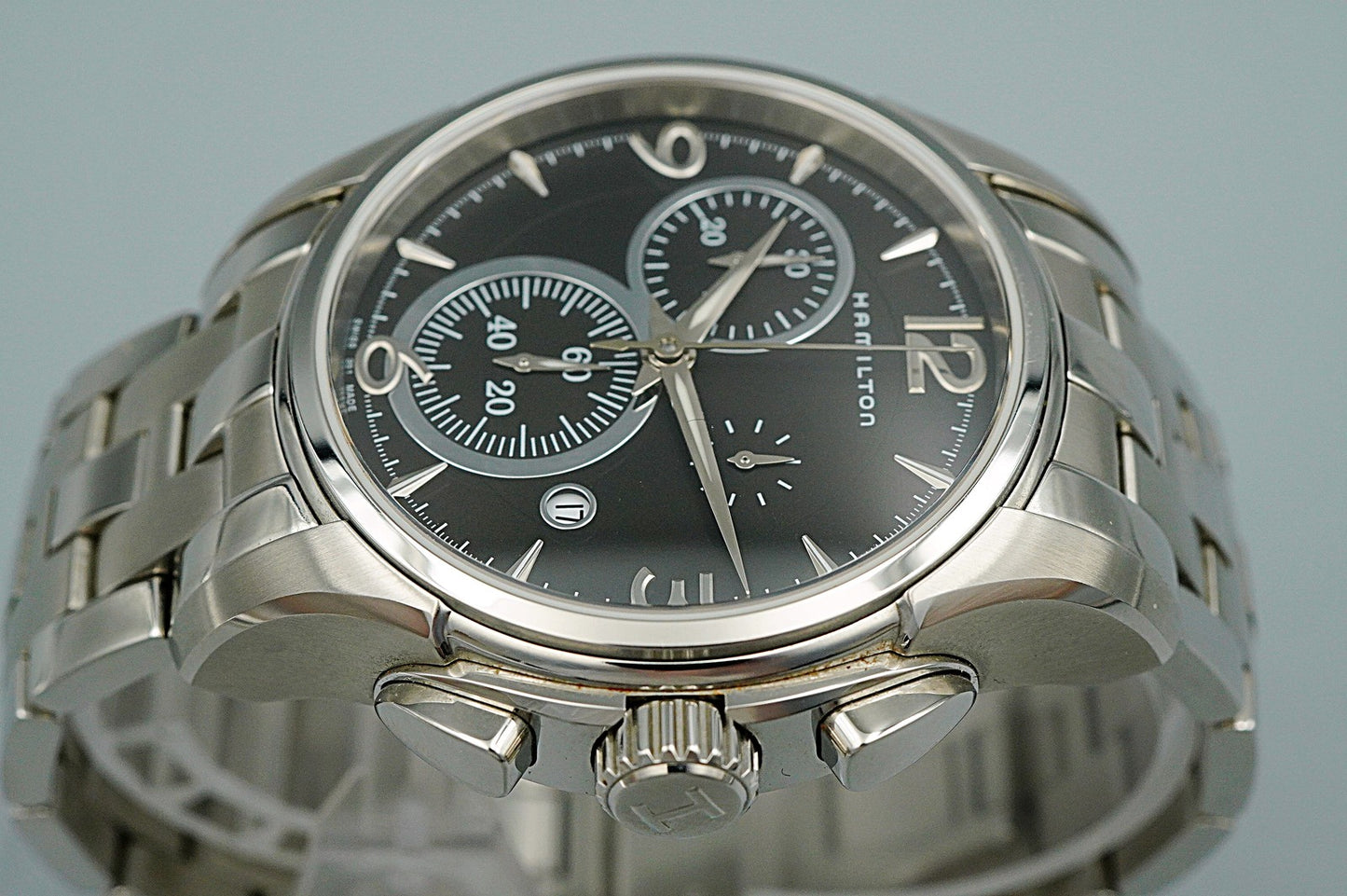 *NEAR MINT* Vintage HAMILTON Jazzmaster H326120 Quartz Black 43mm Mens Watch