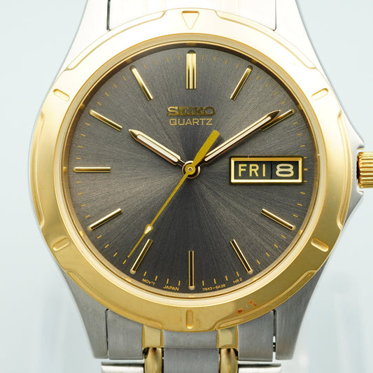 *MINT* Vintage 1994 SEIKO 7N43-6A09 Quartz Gray Dial Round 36mm Mens Watch