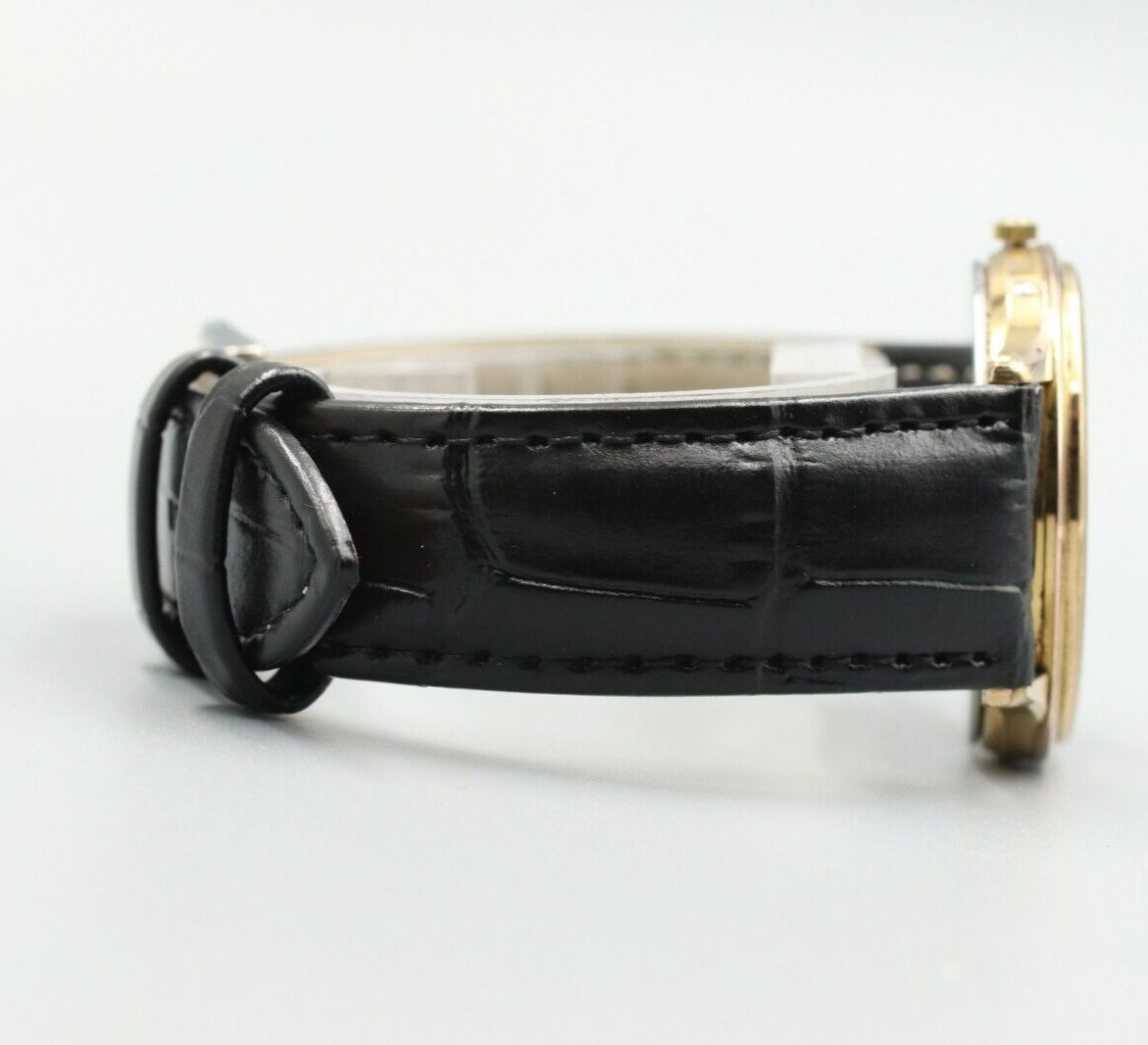 *Exc+5* Vintage OMEGA De Ville Cal.1332 Quartz Gold Dial Date Round Mens Watch