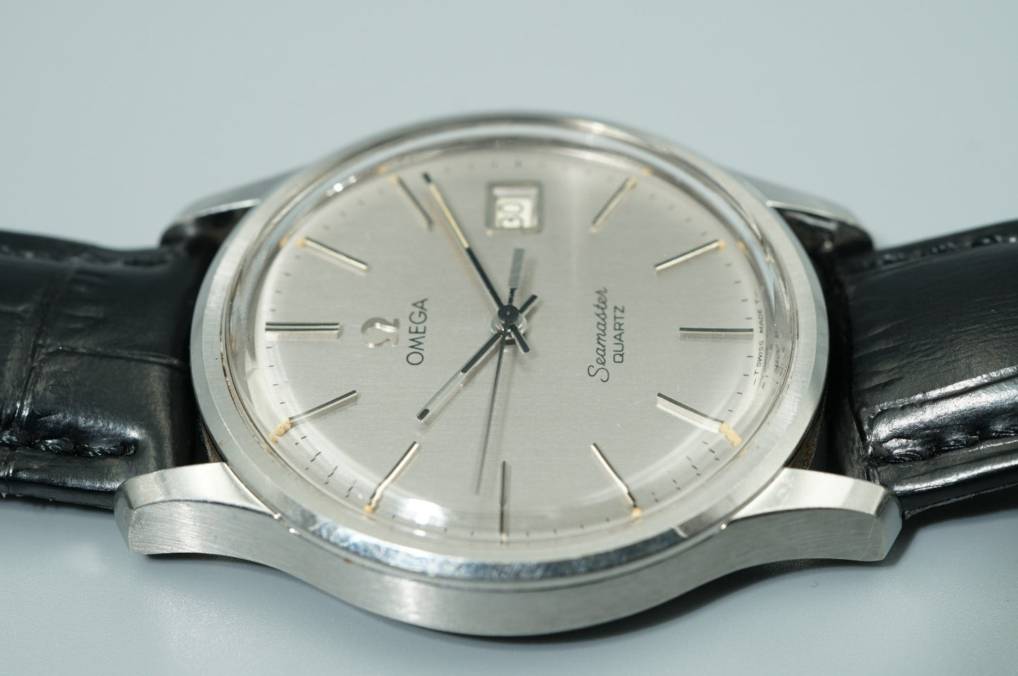 *NEAR MINT* Vintage 1975 OMEGA Seamaster Cal.1342 Quartz Silver 35mm Mens Watch