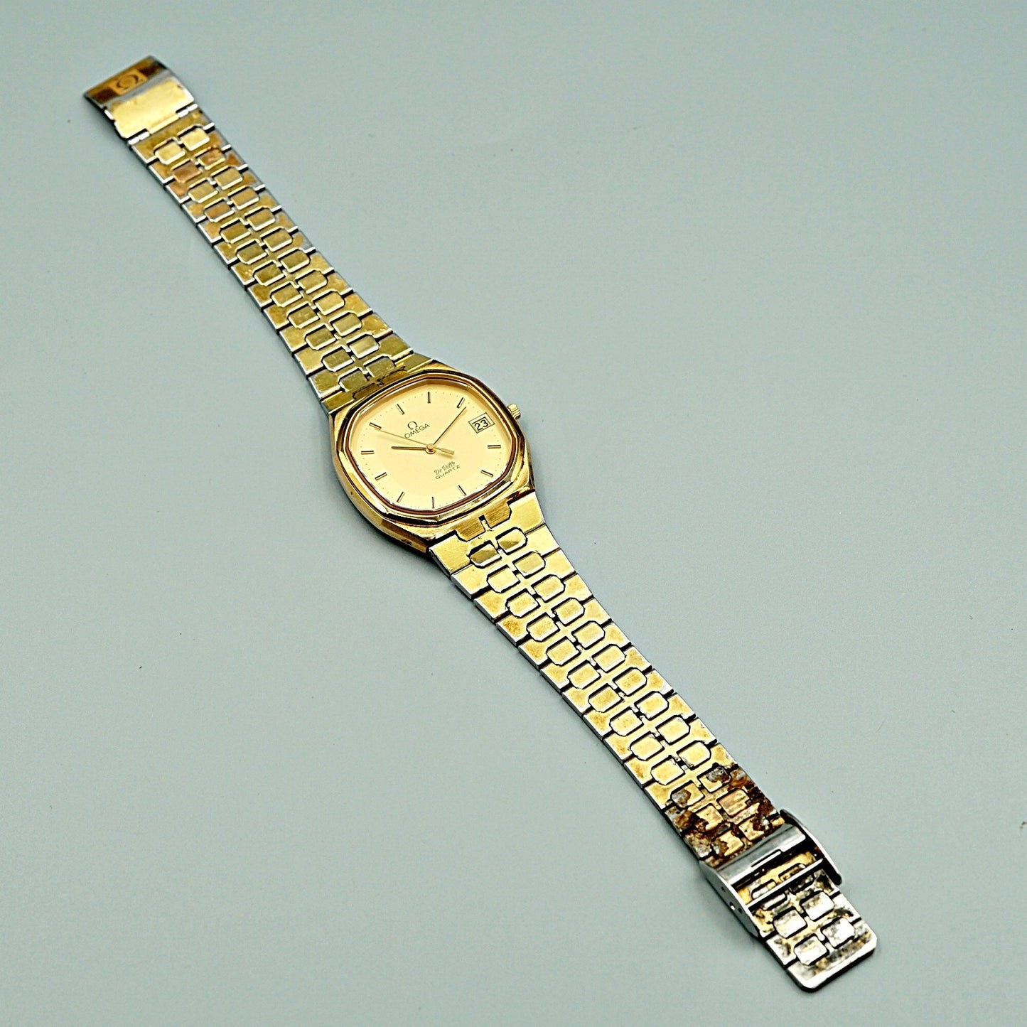 *Exc+4* Vintage 1977 OMEGA De Ville Cal.1332 Qz Gold Octagon 34mm Mens Watch