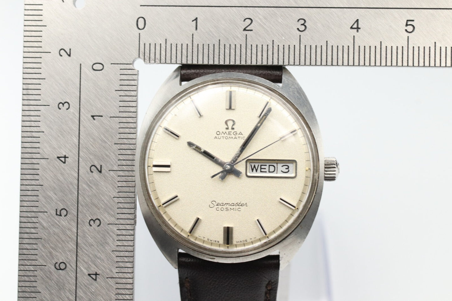 *N MINT* Vintage OMEGA Seamaster COSMIC 166036 Automatic White Dial Mens Watch