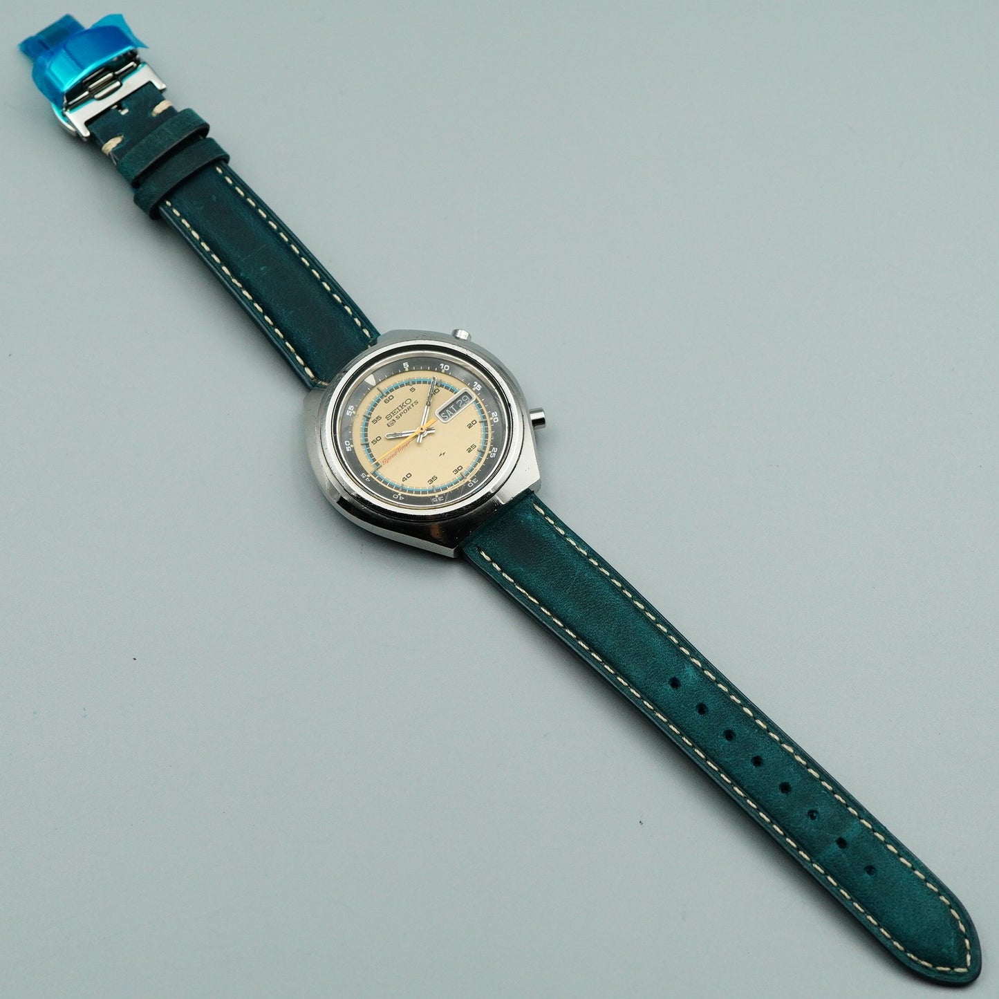 *Exc+5* Vintage 1972 SEIKO 5SPORTS 7015-6000 AT Gold  Round 42mm Mens Watch