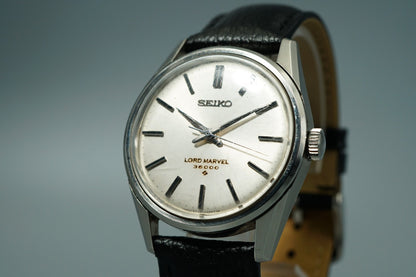 *Exc+5* Vintage 1967 SEIKO LARDMARVEL 5740-8000 AT Silver Round 37mm Mens Watch