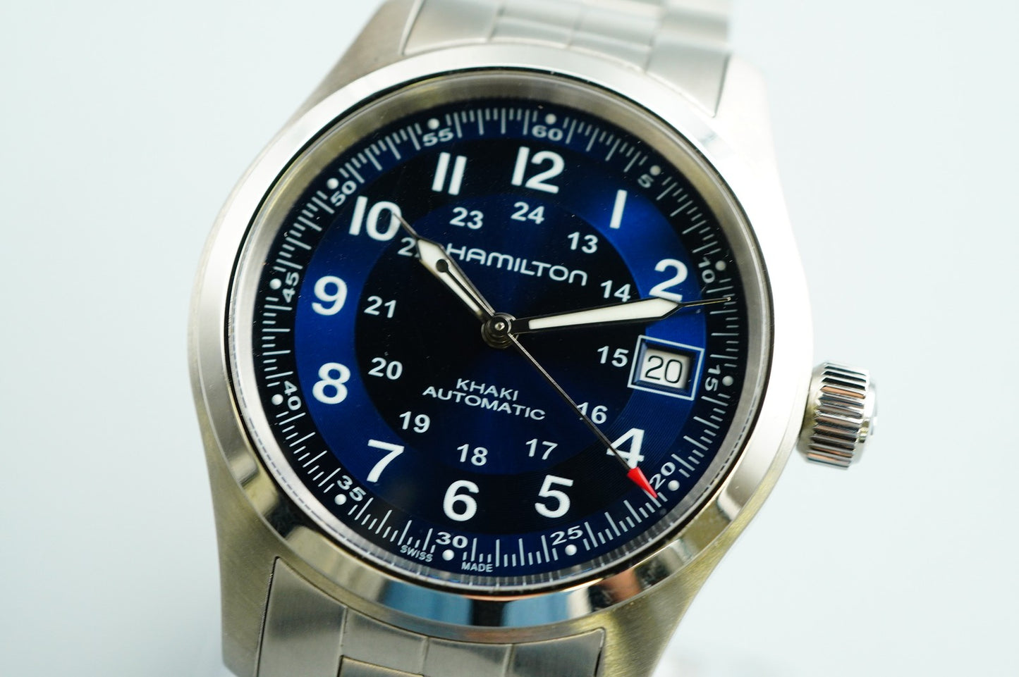 *TOP MINT* HAMILTON KHAKI H704551 Automatic Blue Dial Round 38mm Mens Watch