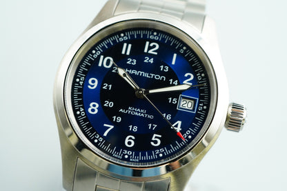 *TOP MINT* HAMILTON KHAKI H704551 Automatic Blue Dial Round 38mm Mens Watch