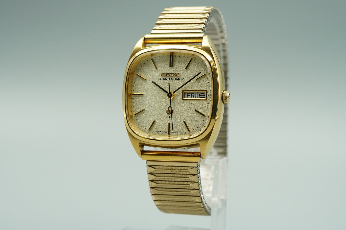 *Exc+5* Vintage 1977 SEIKO Grand Qz48 43-5100 Qz Gold Square 34mm Mens Watch