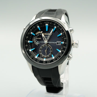 *N MINT Box & Paper* SEIKO ASTRON 7X52-0AB0 Solar Black Round 47mm Mens Watch