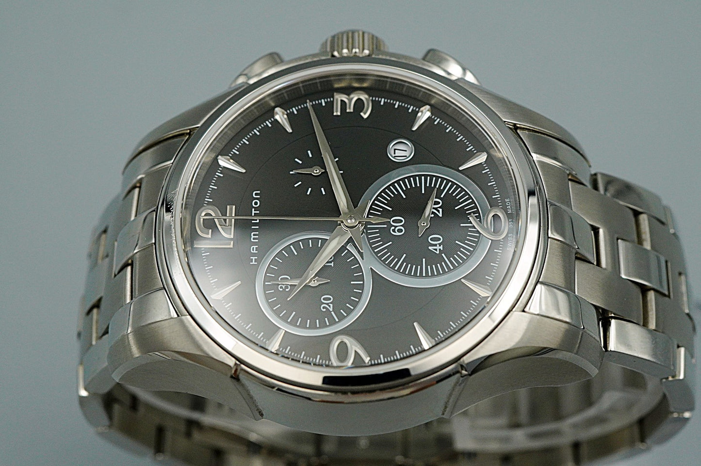 *NEAR MINT* Vintage HAMILTON Jazzmaster H326120 Quartz Black 43mm Mens Watch