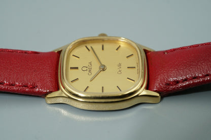 *N MINT* Vintage 1990s OMEGA De Ville Cal.1455 Quartz Gold 20mm Women Watch