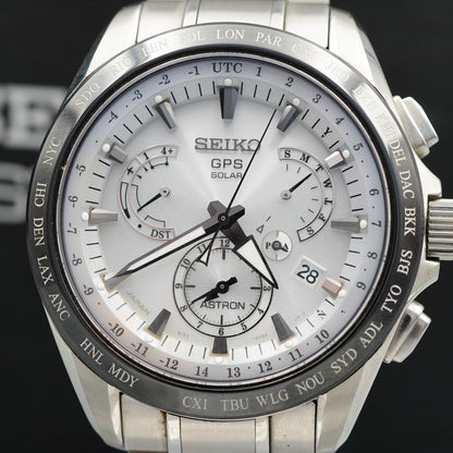 *MINT in Box* SEIKO ASTRON 8X53-0AB0-2 Solar White Dial Round 45mm Mens Watch