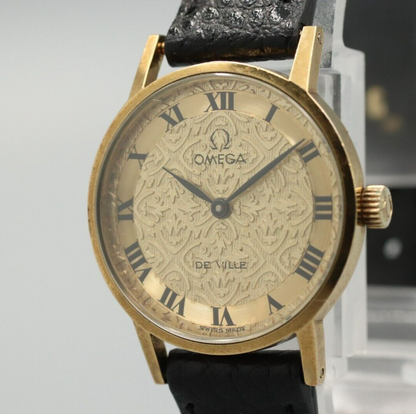 *Exc+5* Vintage OMEGA De Ville Cal.625 Hand Winding Gold Dial Round Women Watch