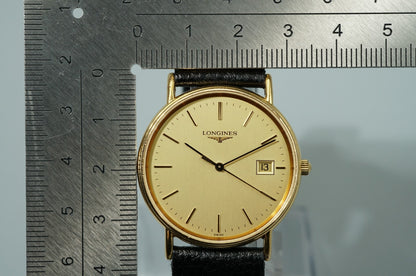 *Exc+5* Vintage 1991 LONGINES L4.636.2 Quartz Gold Dial 32mm Round Mens Watch