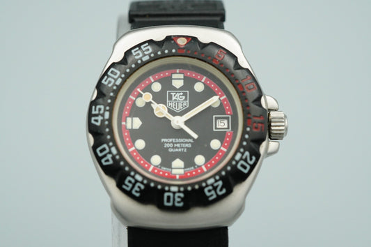 *Exc+5* Vintage 1990s TAG Heuer Formula 1 374.508 Quartz Black 28mm Women Watch