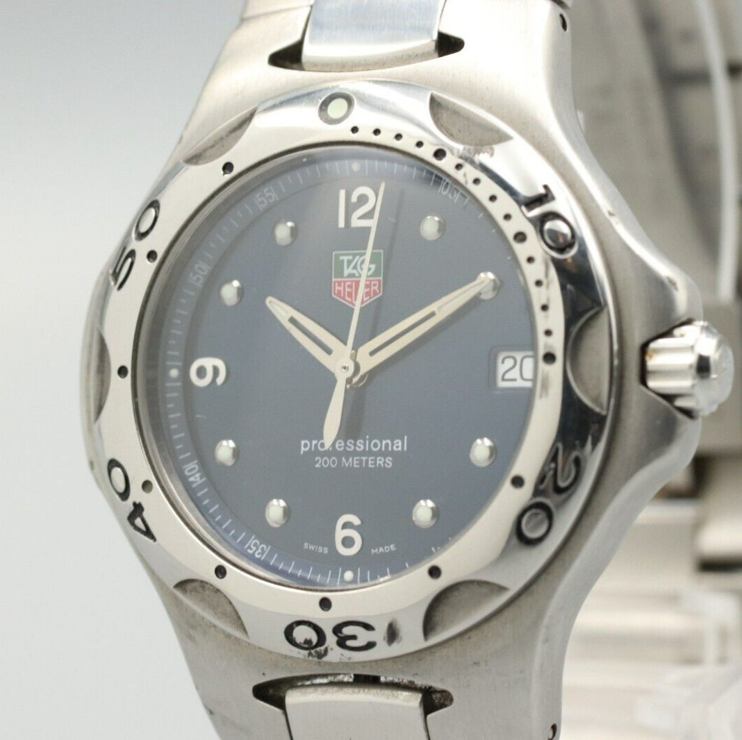 *Exc+5* Vintage TAG Heuer Professional 200m WL1113-0 Quartz Blue Dial Mens Watch
