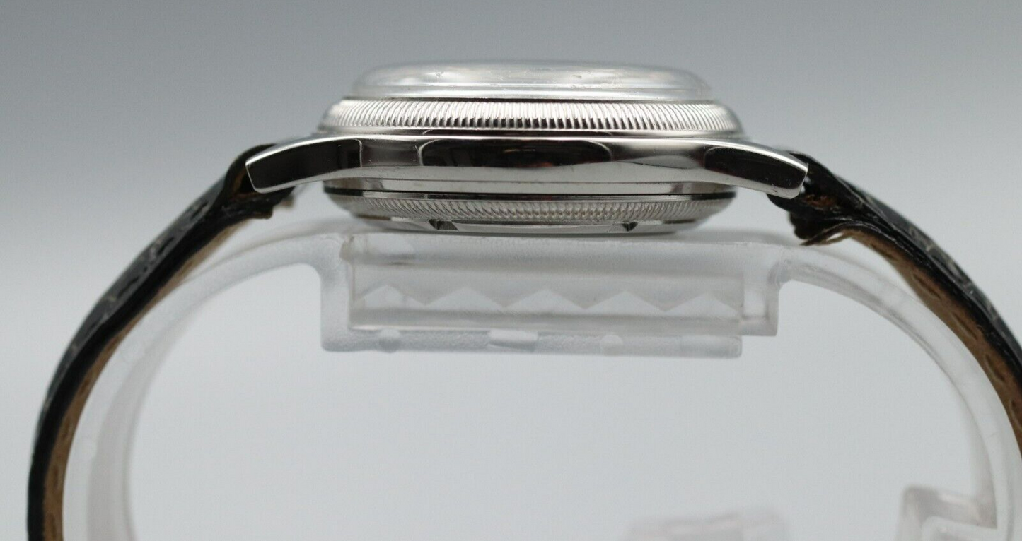 *NEAR MINT* Vintage ORIS Pointer Date Big Crown 7464 Automatic Black Women Watch
