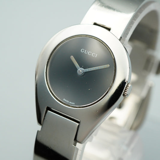 *Exc+5* GUCCI 6700L Quartz Black Dial Round 26mm Women,Ladies Watch