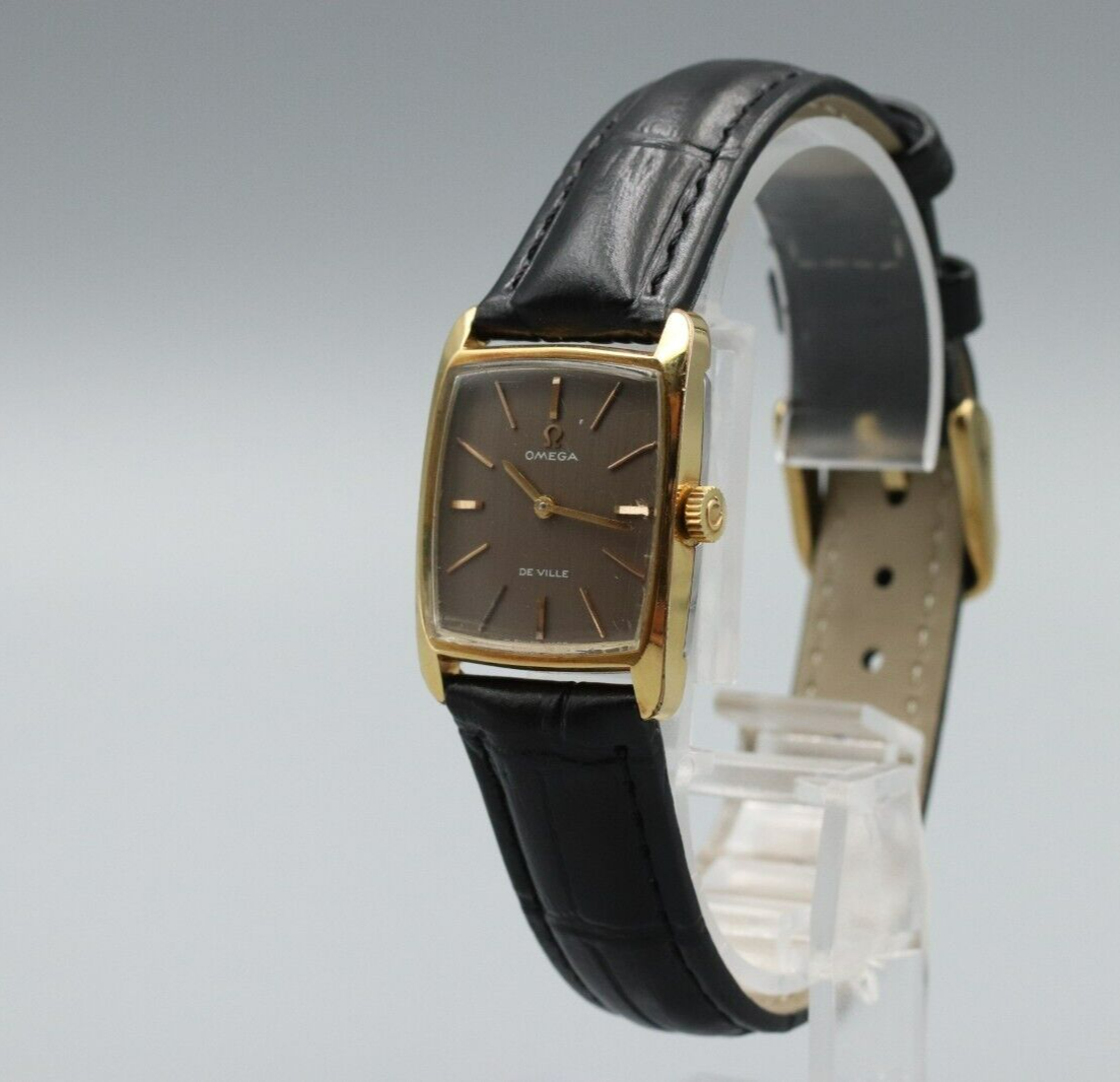 *Exc+5* Vintage OMEGA De Ville Cal.625 HandWinding Brown Dial Square Women Watch
