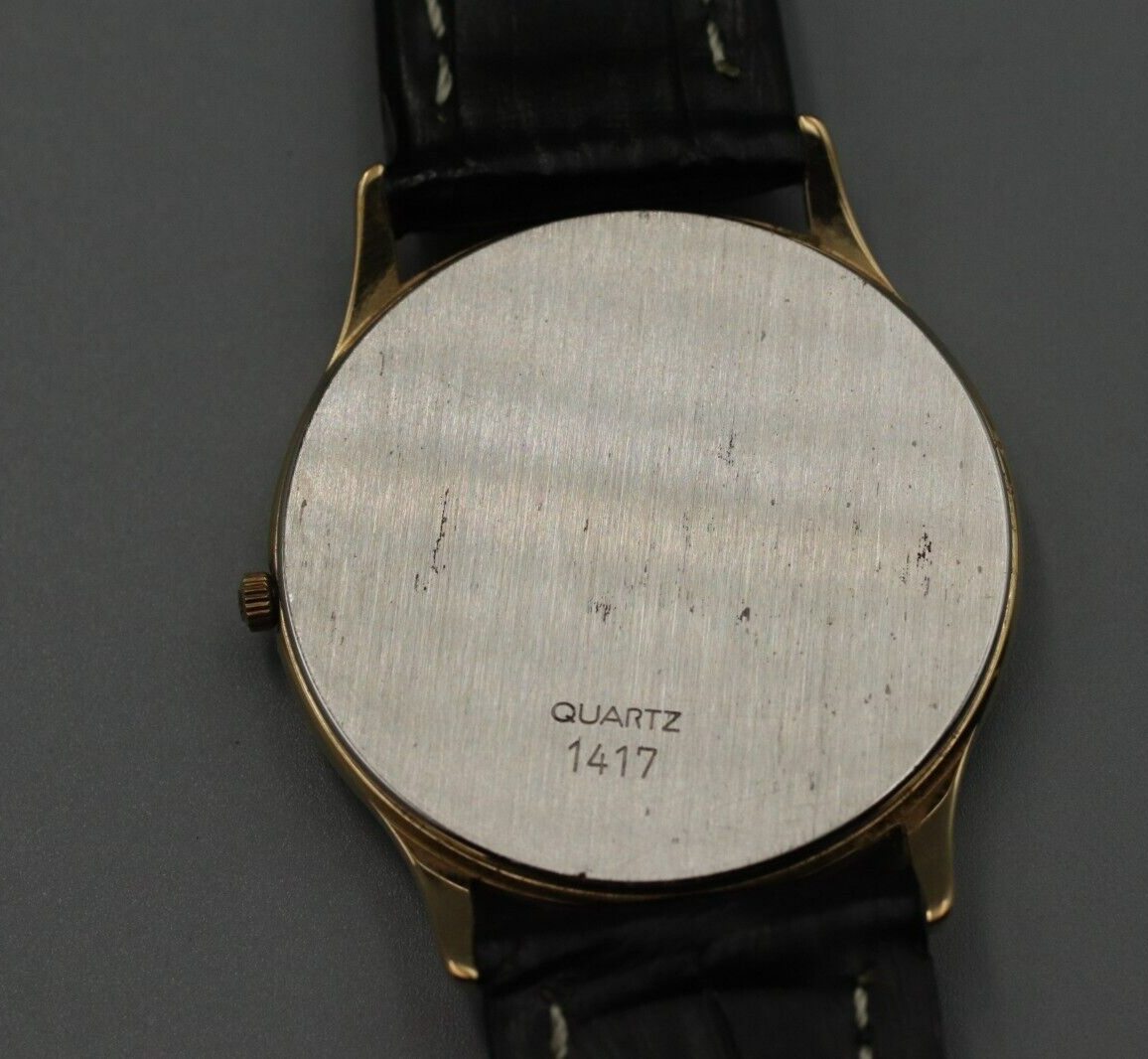 *NEAR MINT* Vintage OMEGA De Ville Cal.1417 Quartz Black Dial Mens Round Watch