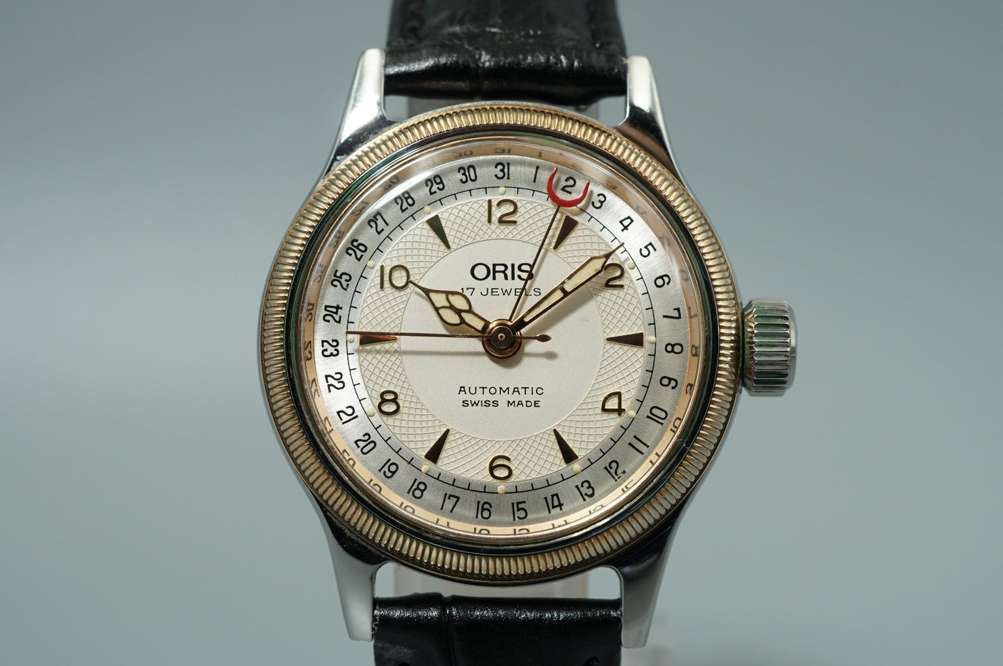 *MINT* Vintage 1980s Oris Big Crown 7400B Automa White Round 32mm Woｍens Watch
