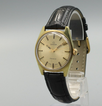 *Exc+5* Vintage OMEGA Geneve Cal.601 Hand Winding Gold Dial Round Mens Watch