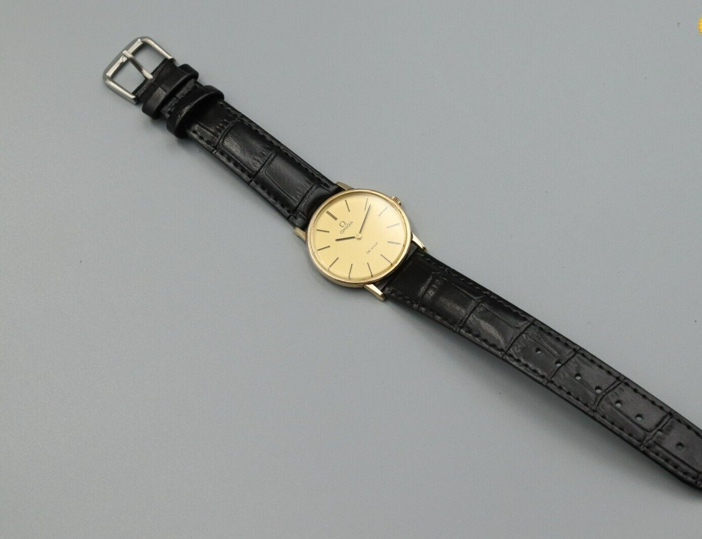 *Exc+4* Vintage OMEGA De Ville Cal.625 Hand Winding Gold Dial Round Mens Watch