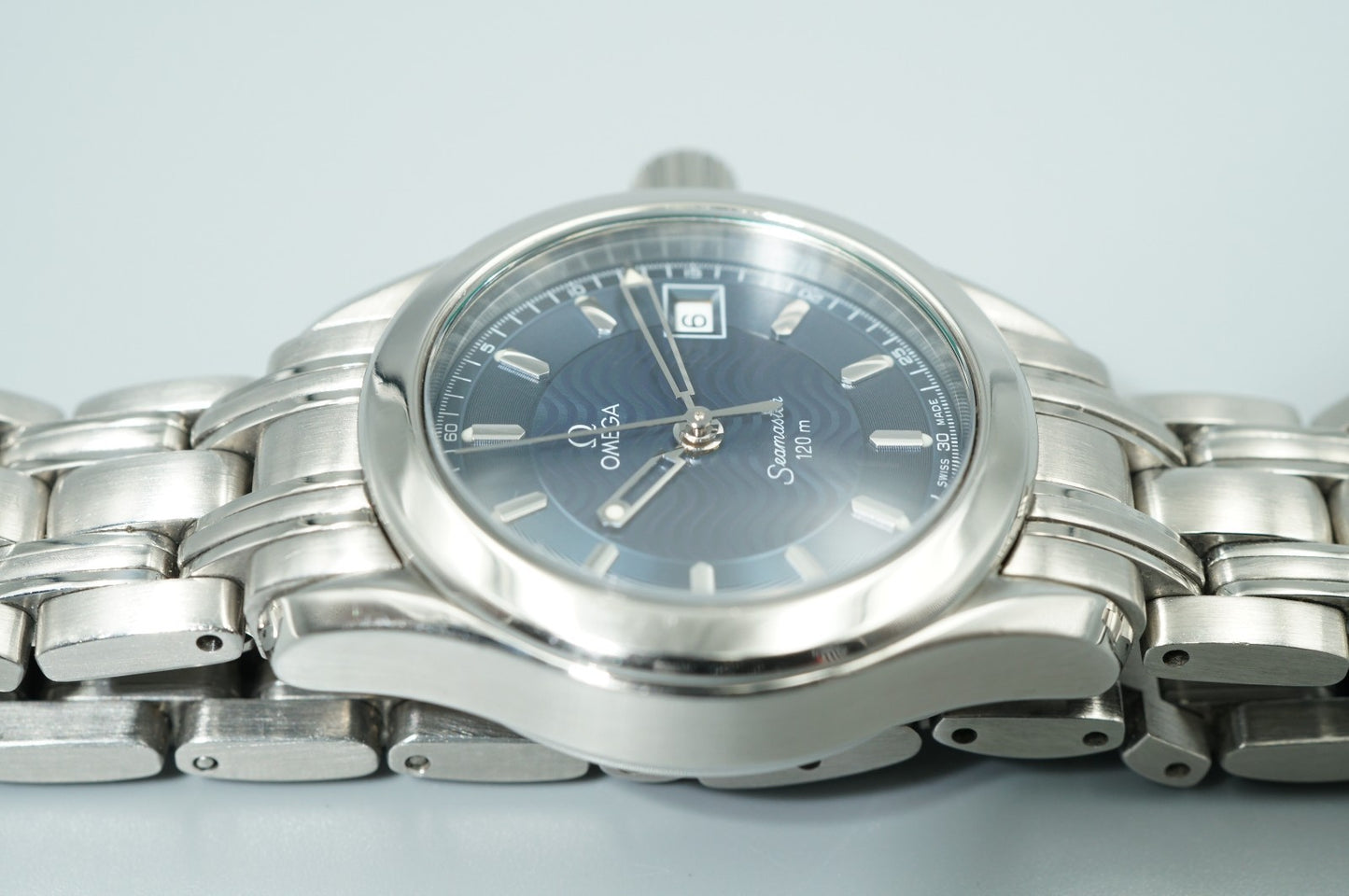 *MINT* Vintage 1998 OMEGA Seamaster Cal.1424 Quartz Blue Round 28mm Women Watch